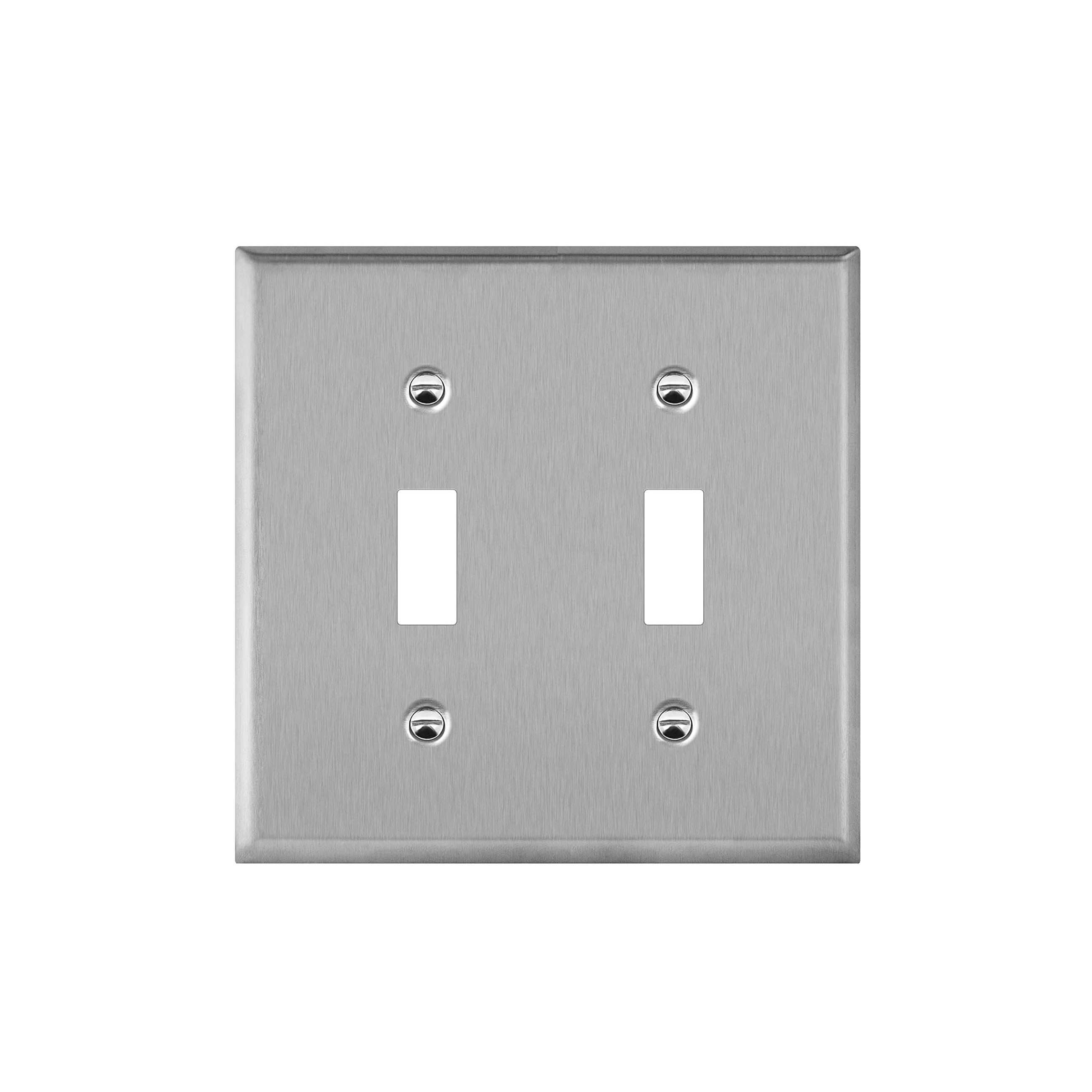  2 Gang Toggle Wall Switch Stainless Steel Wall Plate WP2122