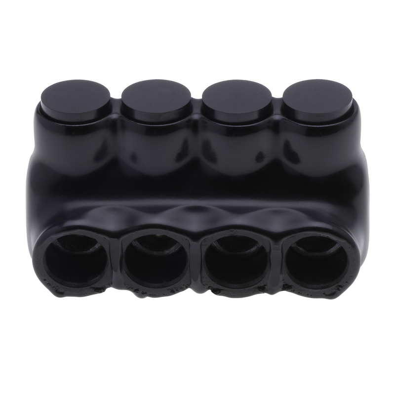 4-Port Black Multi-Tap Pre-Insulated Connector Dual-Side Entry