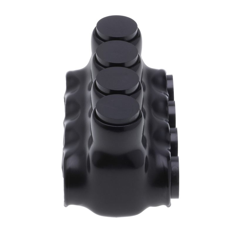 4-Port Black Multi-Tap Pre-Insulated Connector Dual-Side Entry