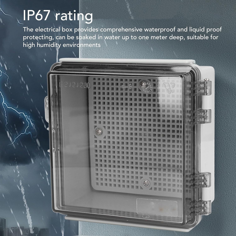 IP67 ABS Plastic Waterproof Junction Box Transparent Electric Box with Hinged Lid